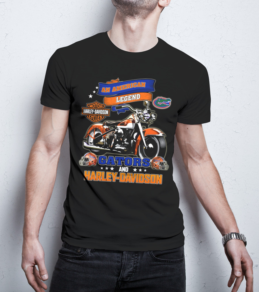 An American Legend Gators And Harley Davidson T-Shirt