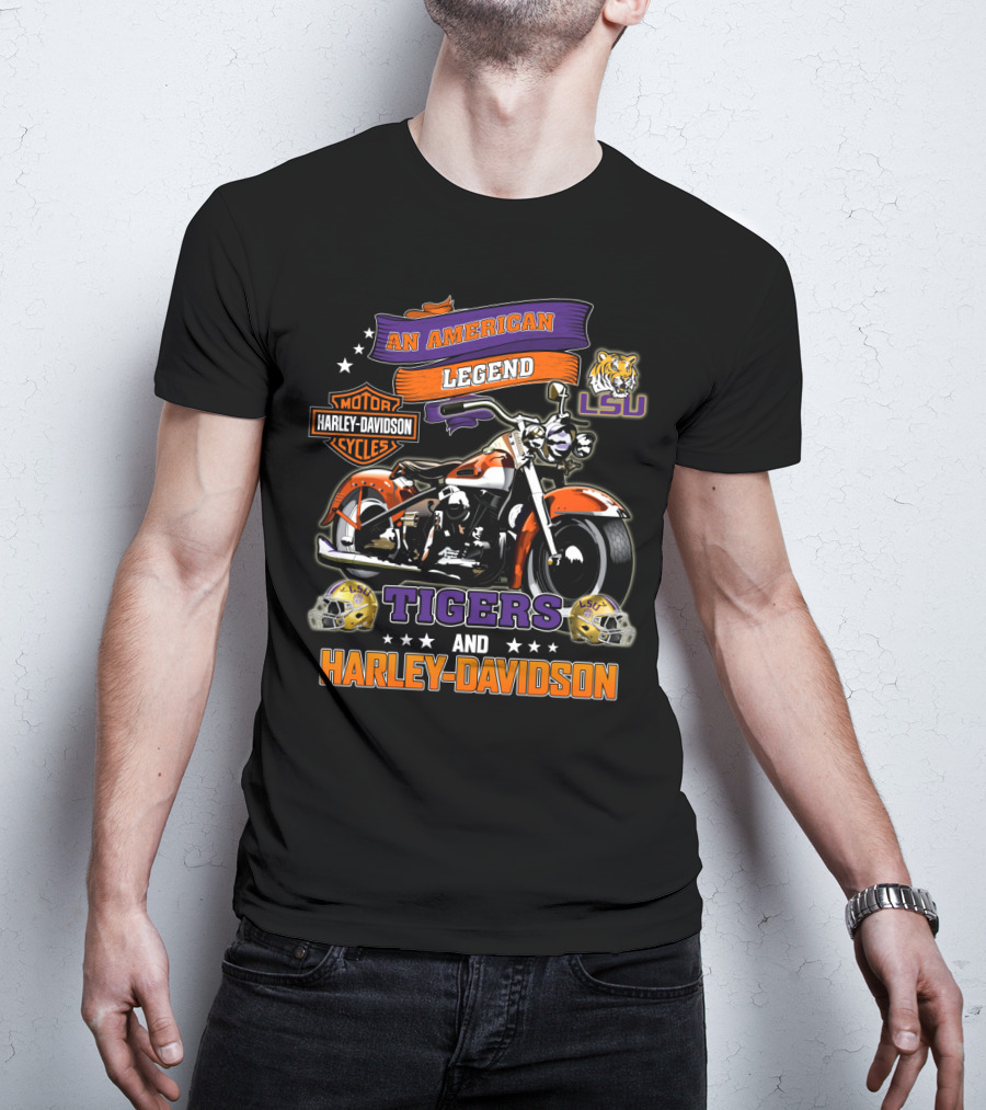 An American Legend Lsu Tigers And Harley Davidson Motorcycles T-Shirt