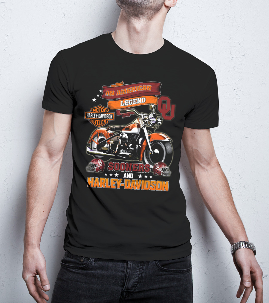 An American Legend Oklahoma Sooners And Harley Davidson Motorcycles T-Shirt