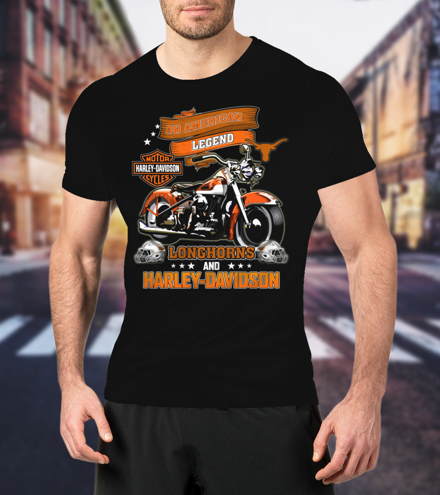 An American Legend Longhorns And Harley Davidson Motorcycles Cycles T-Shirt