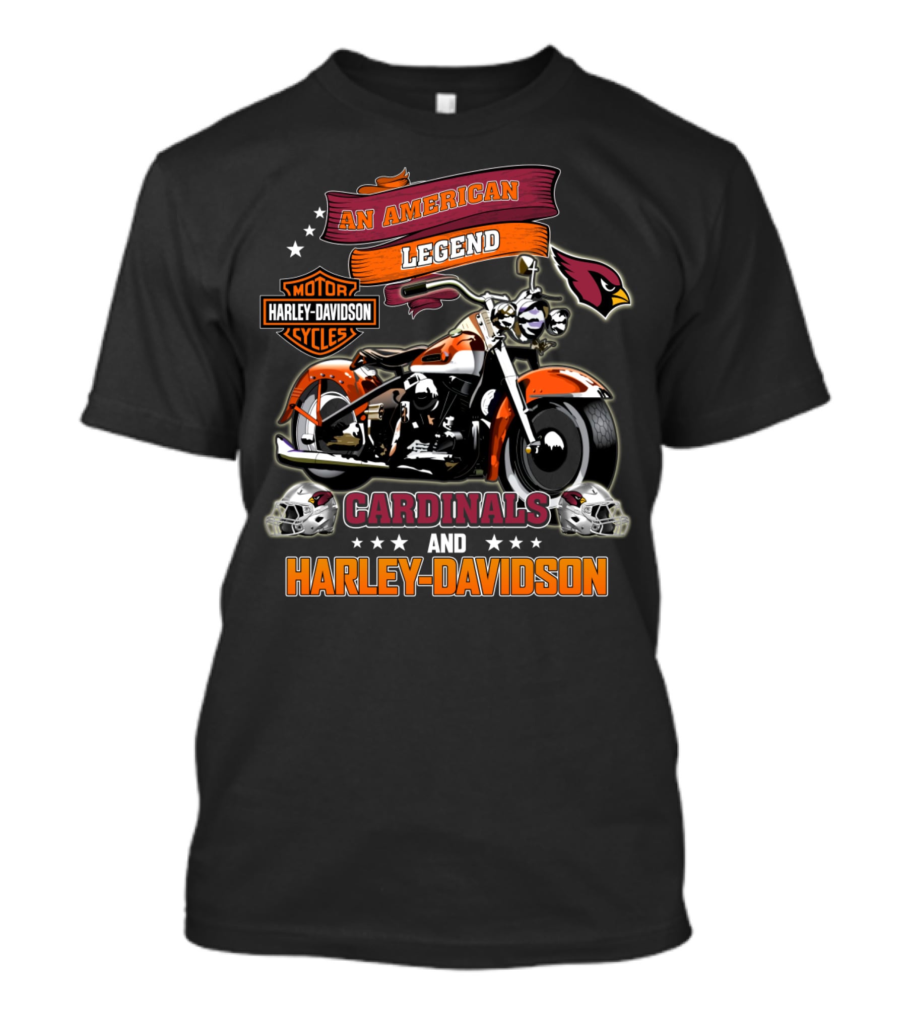 An American Legend Cardinals And Harley Davidson Motor Cycles T-Shirt