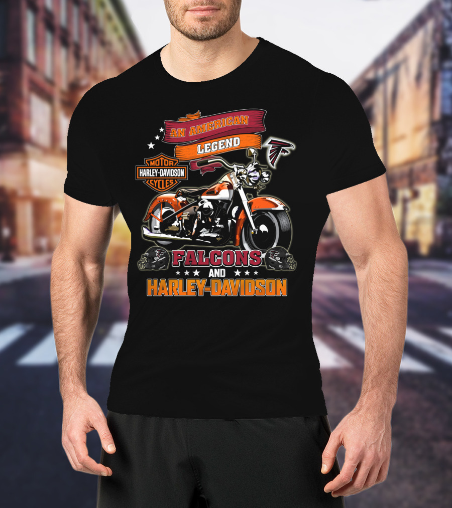 An American Legend Falcons And Harley Davidson Motor Cycles T-Shirt