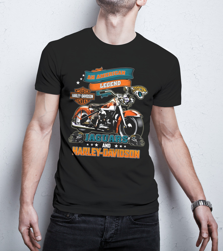 An American Legend Jaguars And Harley Davidson Nfl Motorcycle Tribute T-Shirt