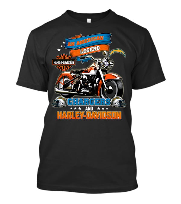 Los Angeles Chargers Harley Davidson An American Legend Nfl Football Helmets Motorcycle T-Shirt