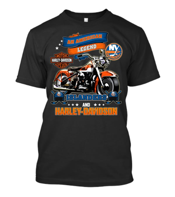 An American Legend New York Islanders Harley Davidson Motor Cycles T-Shirt