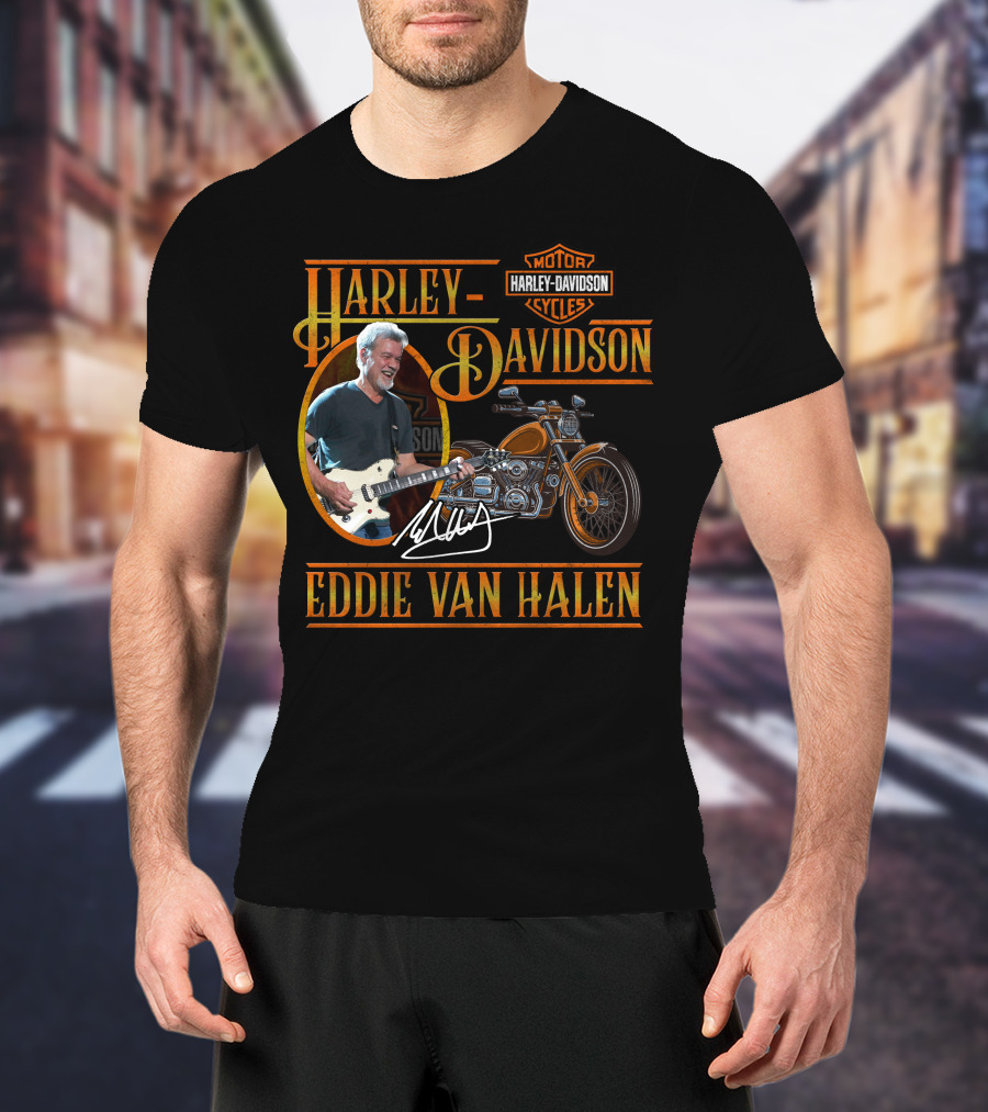 Harley Davidson Eddie Van Halen Motor Cycles Iconic Collaboration T-Shirt