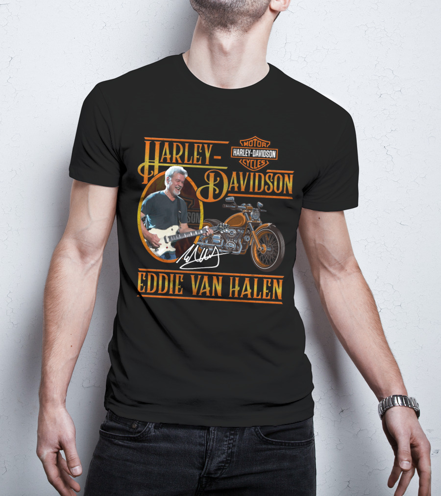 Harley Davidson Eddie Van Halen Motor Cycles Iconic Collaboration T-Shirt