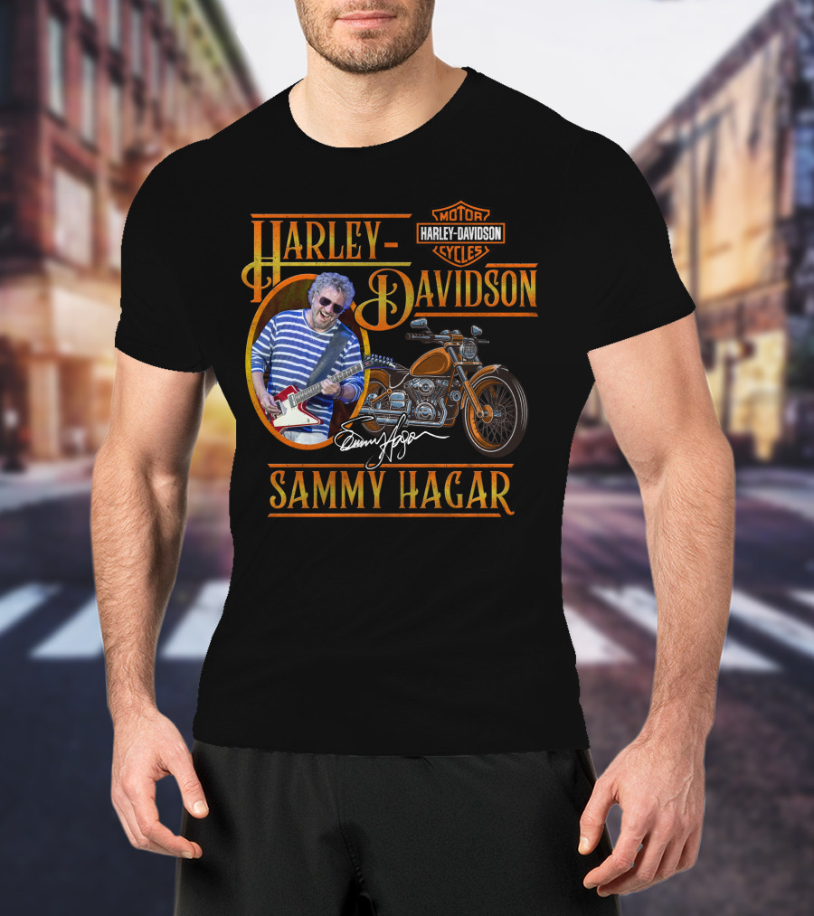 Harley Davidson Sammy Hagar Motor Cycles Signature Guitar Motorcycle T-Shirt