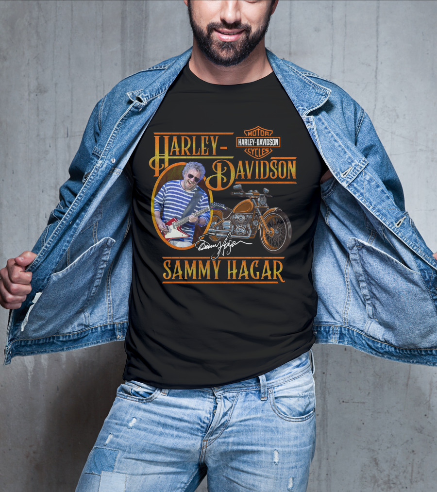 Harley Davidson Sammy Hagar Motor Cycles Signature Guitar Motorcycle T-Shirt