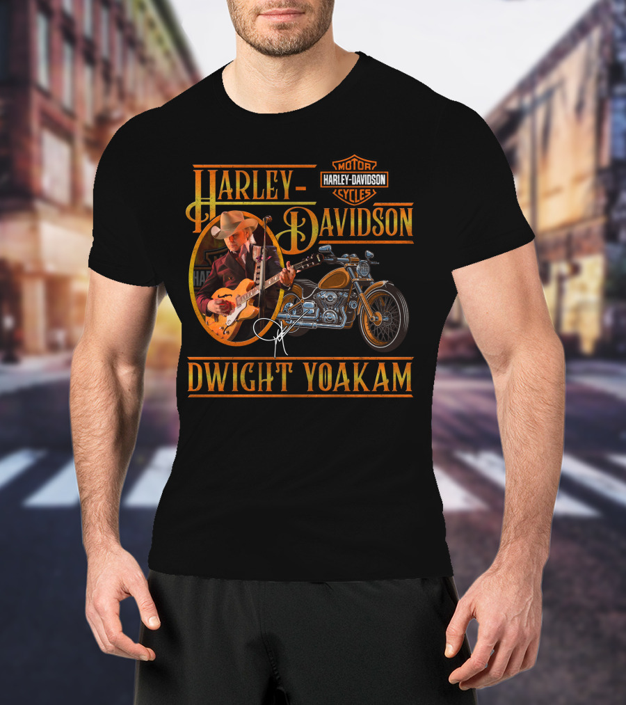 Harley Davidson Dwight Yoakam Motor Cycles Vintage Guitar T-Shirt