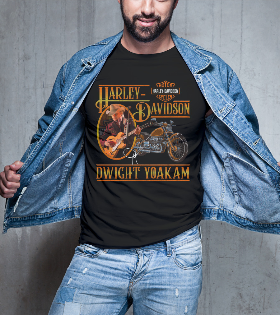 Harley Davidson Dwight Yoakam Motor Cycles Vintage Guitar T-Shirt