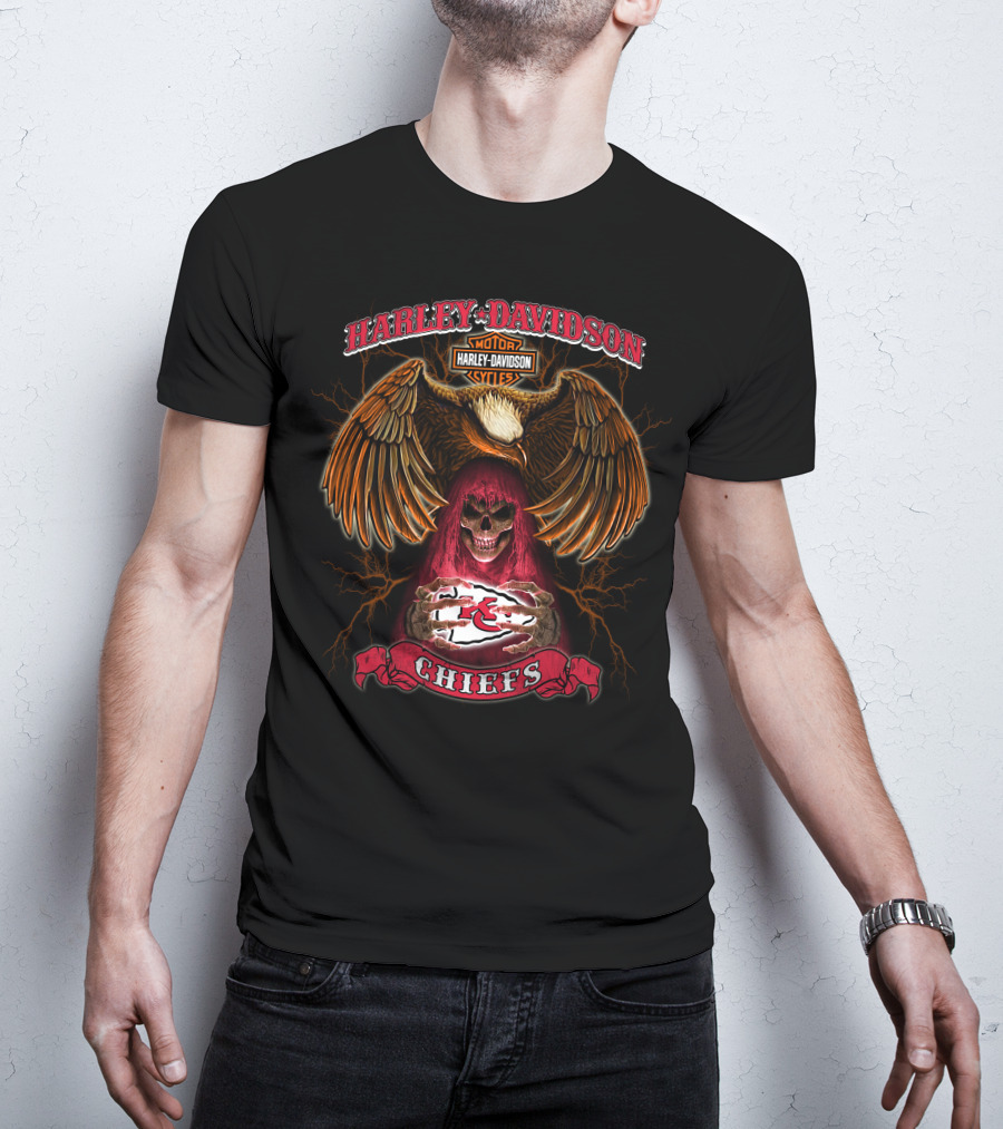 Harley Davidson Chiefs Skull And Eagle Kansas City Chiefs Nfl T-Shirt