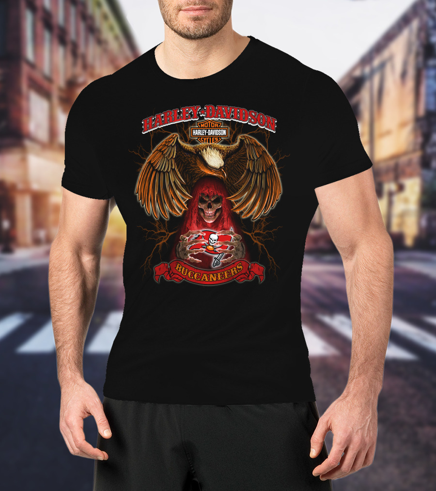 Harley Davidson Buccaneers Motorcycles Tampa Bay Nfl T-Shirt