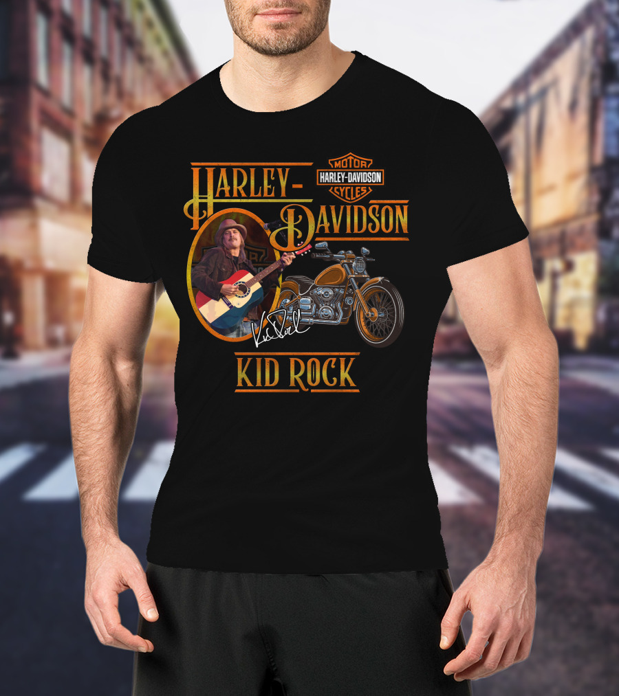 Harley Davidson Kid Rock Motorcycle Guitar T-Shirt