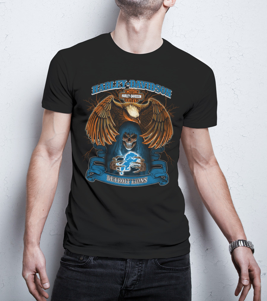 Harley Davidson Motor Cycles Detroit Lions T-Shirt