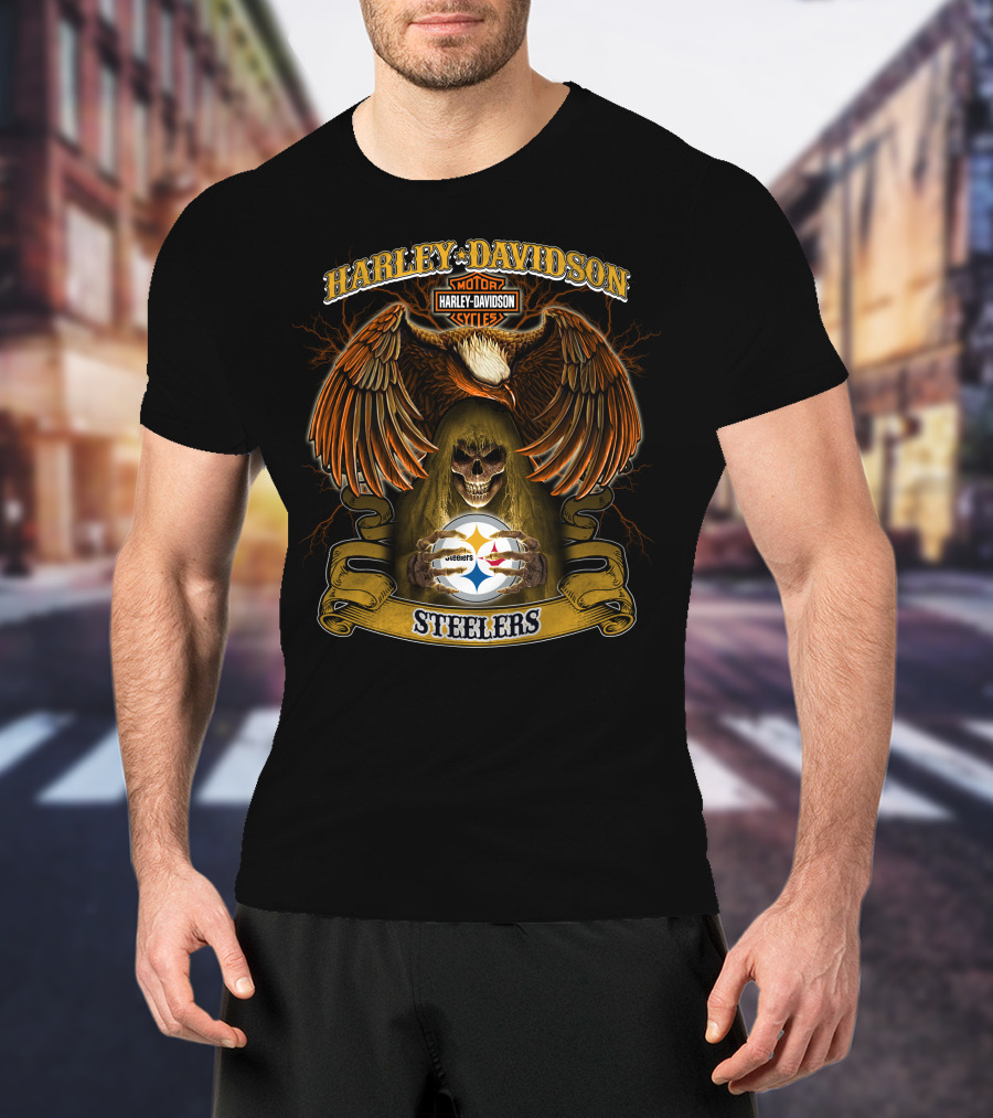 Harley Davidson Motorcycles Pittsburgh Steelers Nfl T-Shirt