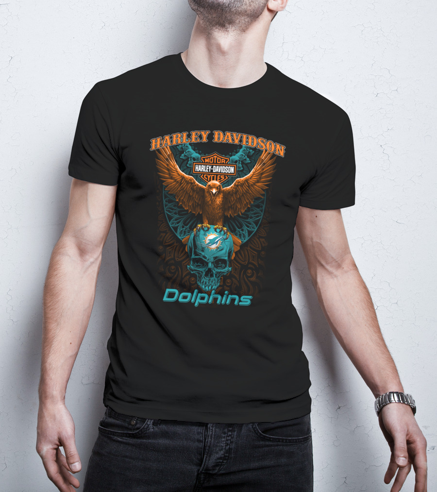 Harley Davidson Motor Cycles Miami Dolphins T-Shirt