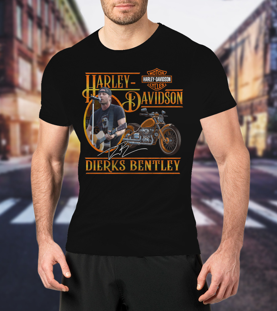 Harley Davidson Motor Cycles Dierks Bentley Signature And Motorcycle T-Shirt