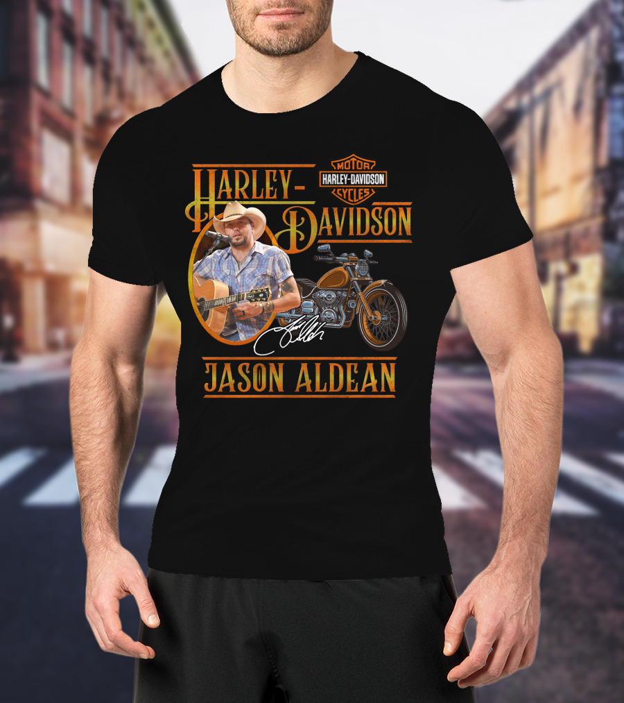 Jason Aldean Harley Davidson Motorcycles Signature T-Shirt