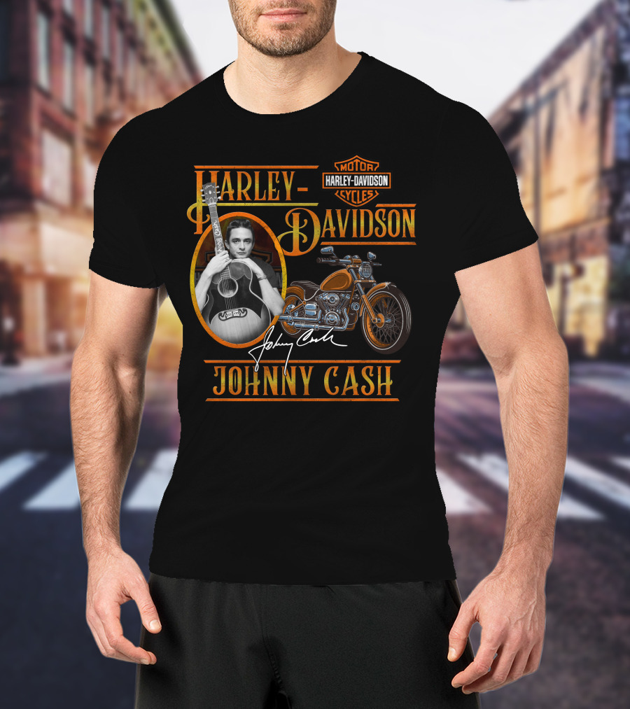 Johnny Cash Harley Davidson Motor Cycles T-Shirt