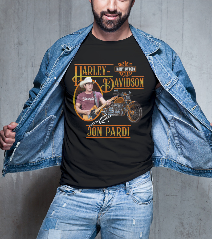 Harley Davidson Motor Cycles Jon Pardi Wrangler Guitar Signature T-Shirt