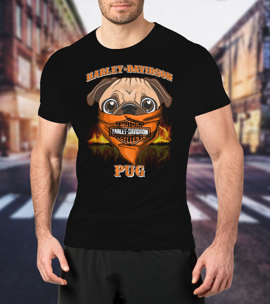 Harley Davidson Motor Cycles Pug T-Shirt