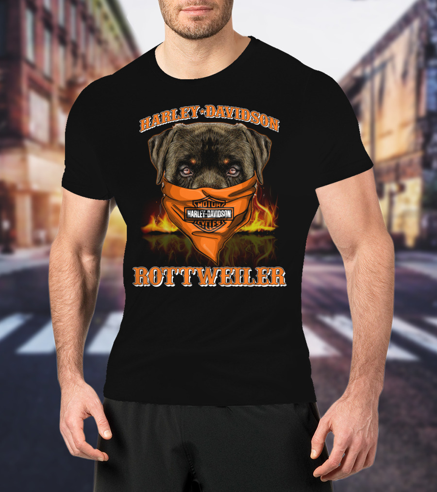 Harley Davidson Motor Cycles Rottweiler T-Shirt