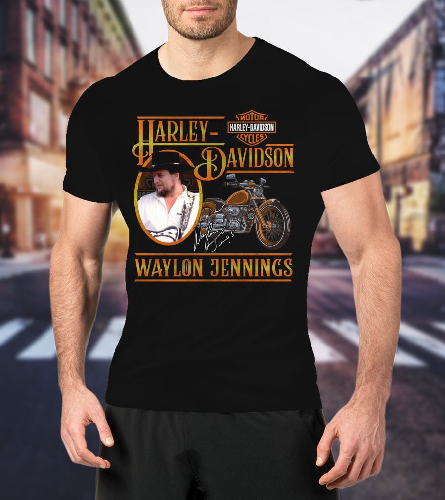 Waylon Jennings Harley Davidson Motor Cycles T-Shirt
