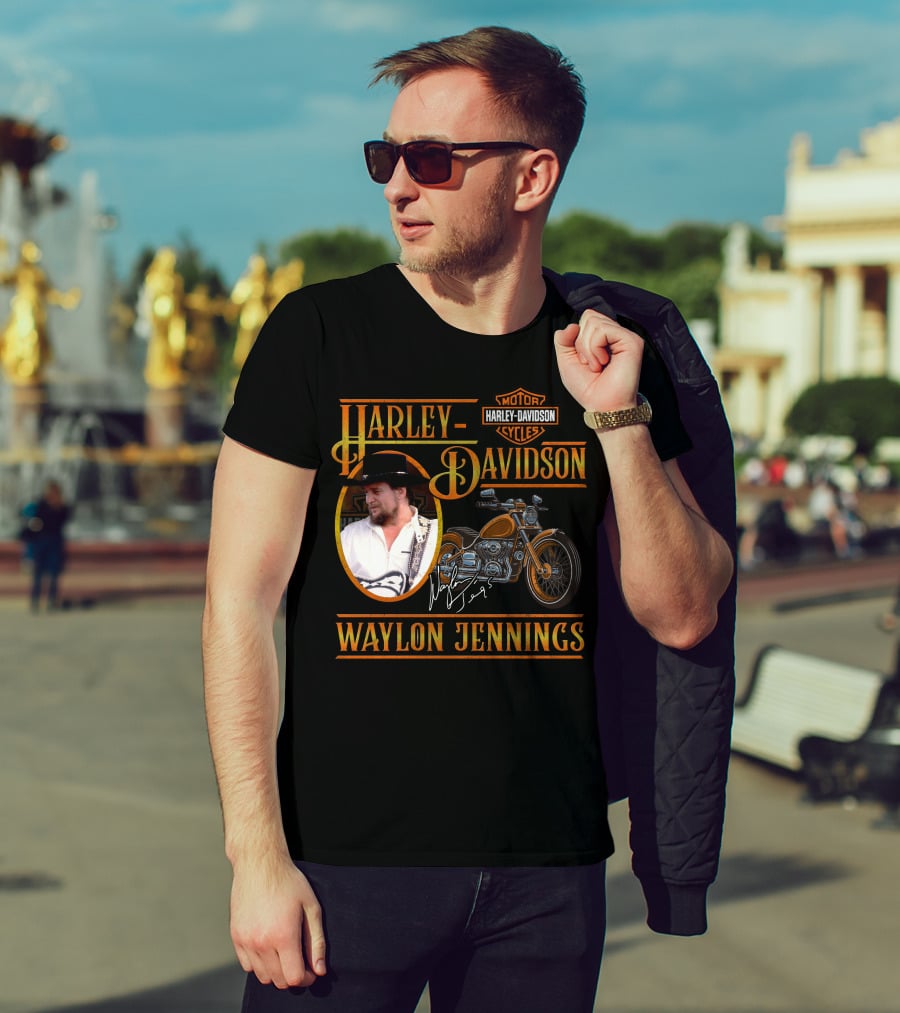 Waylon Jennings Harley Davidson Motor Cycles T-Shirt