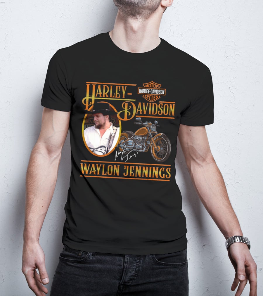 Waylon Jennings Harley Davidson Motor Cycles T-Shirt