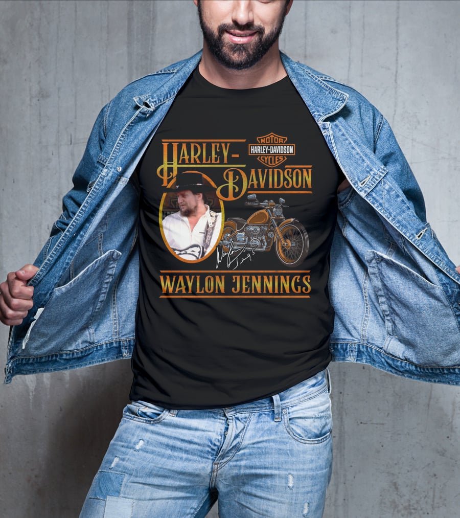Waylon Jennings Harley Davidson Motor Cycles T-Shirt