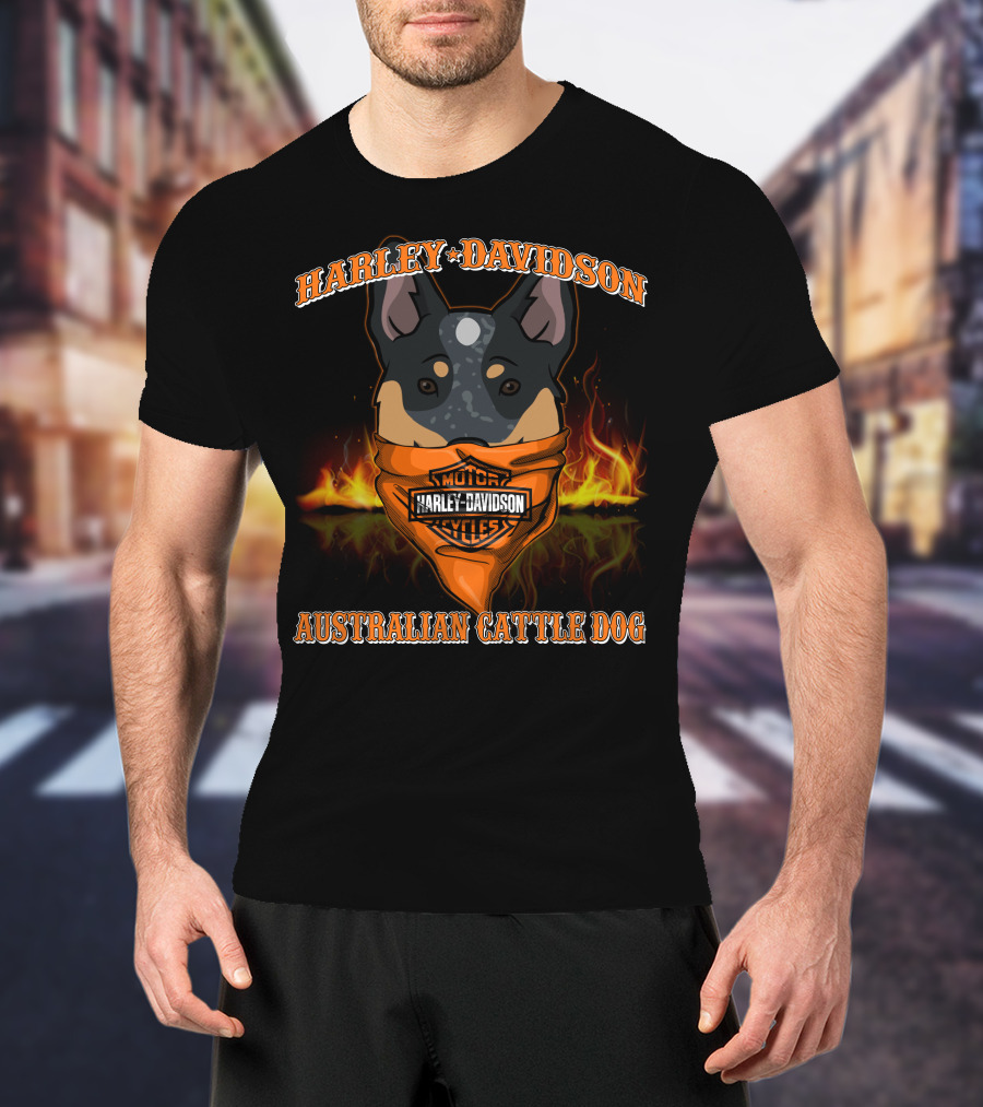 Harley Davidson Motorcycles Australian Cattle Dog T-Shirt