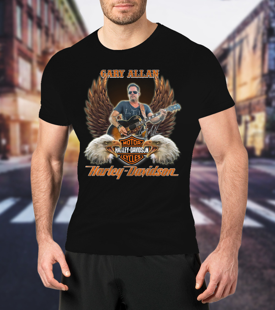 Gary Allan Harley Davidson Motor Cycles Vintage Eagles T-Shirt