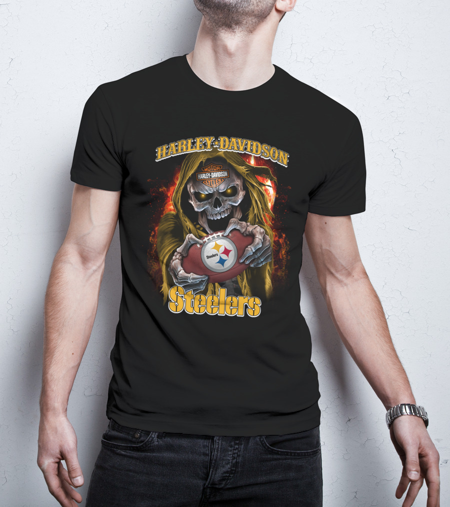 Harley Davidson Skull Steelers T-Shirt