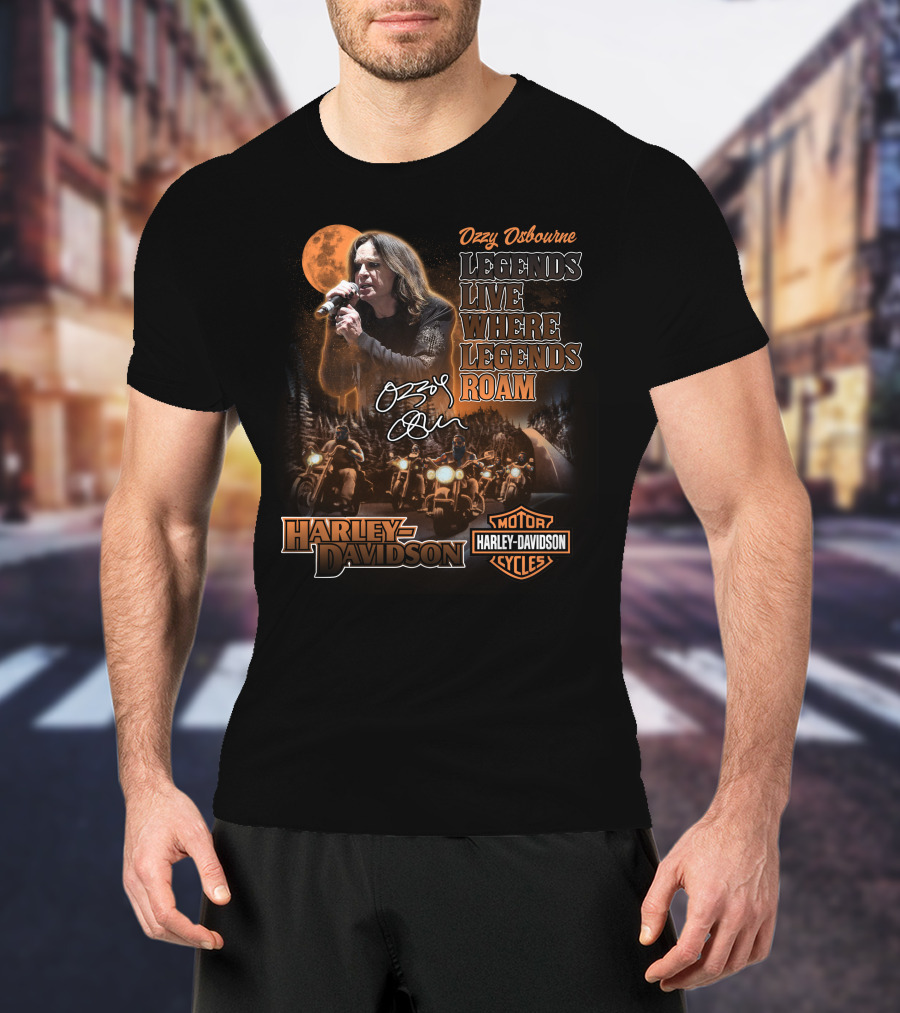 Ozzy Osbourne Legends Live Where Legends Roam Harley Davidson Motor Cycles T-Shirt