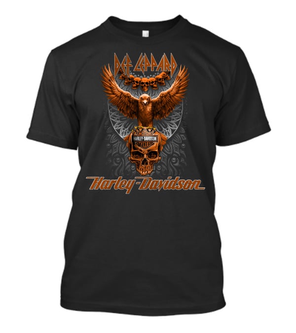 Def Leppard Harley Davidson Motorcycles Eagle And Skull T-Shirt
