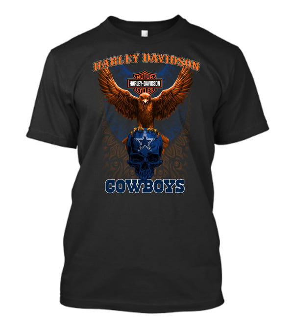 Harley Davidson Motor Cycles Cowboys Eagle Star Skull T-Shirt