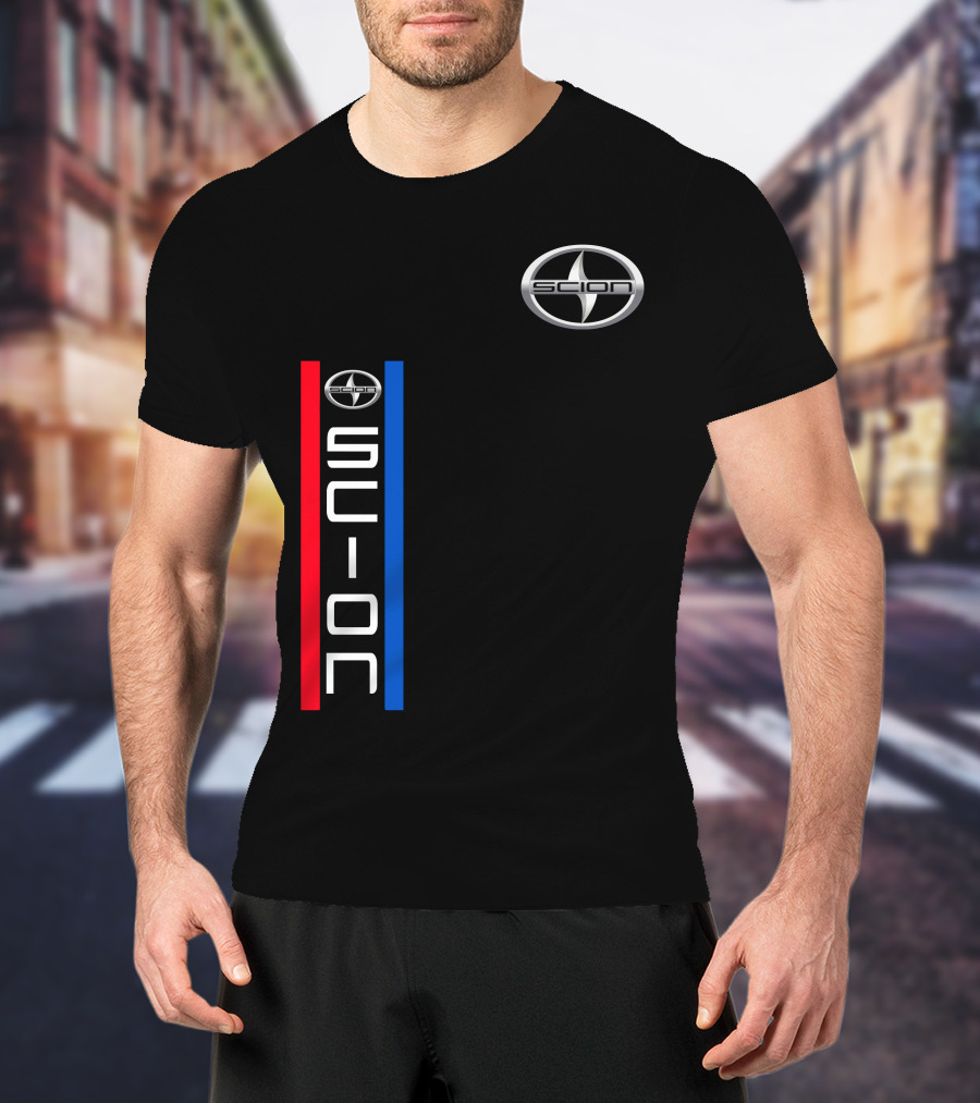 Scion Logo Vertical Red Blue Stripe T-Shirt