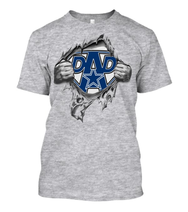 Dallas Cowboys Super Dad Star Burst Dad Logo Rip Torn Hands T-Shirt