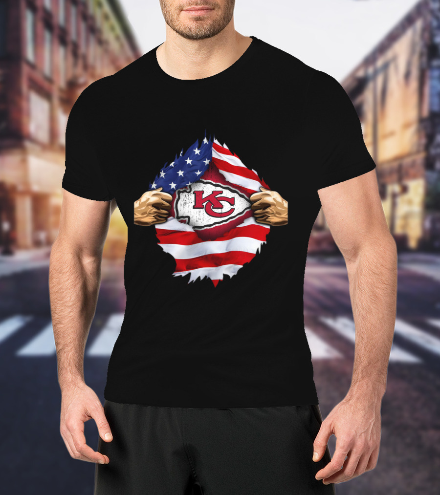 Kansas City Chiefs American Flag Emblem T-Shirt