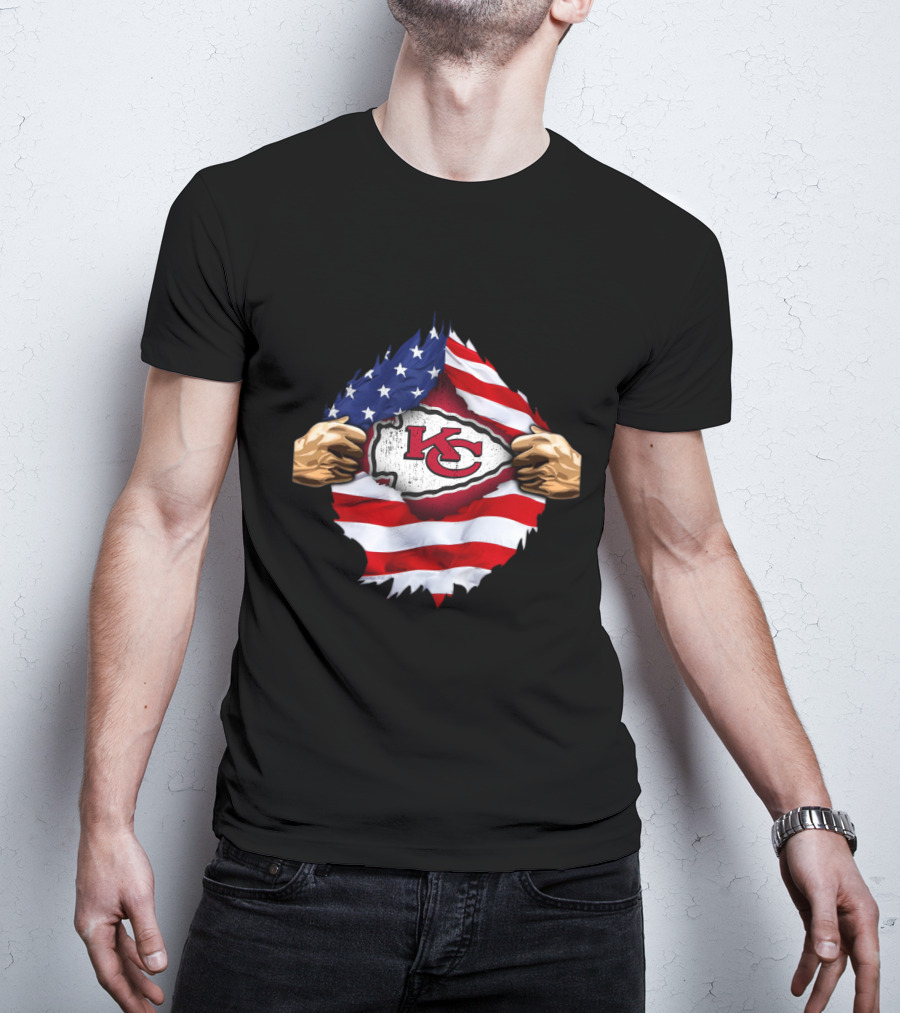 Kansas City Chiefs American Flag Emblem T-Shirt