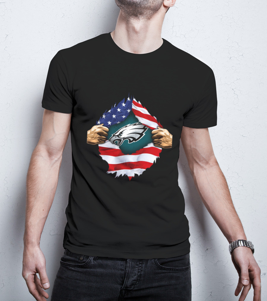 Philadelphia Eagles American Flag Rip T-Shirt