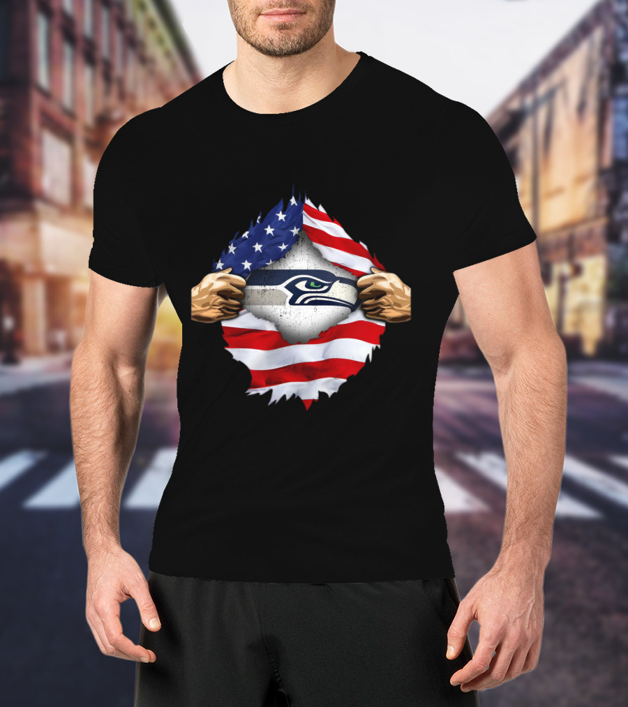 Seattle Seahawks American Flag Pride T-Shirt