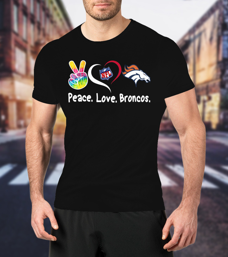 Peace Love Broncos NFL T-Shirt
