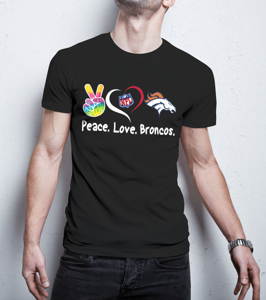 Peace Love Broncos NFL T-Shirt
