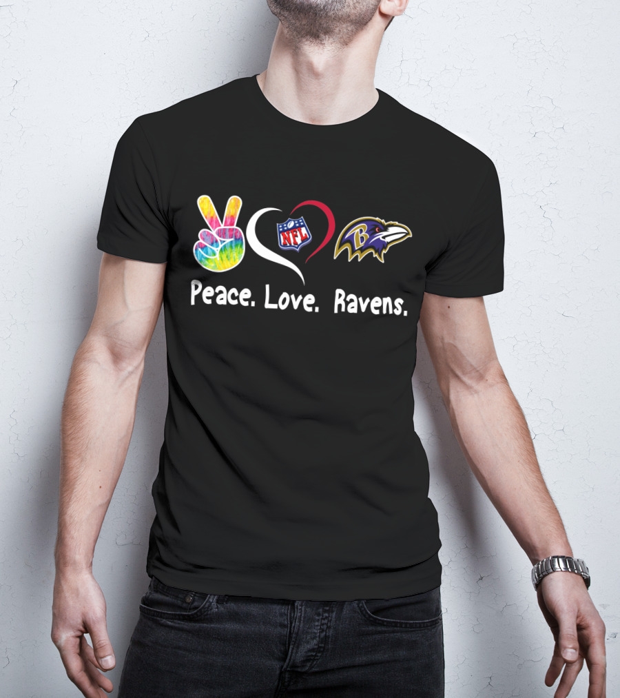 Peace Love NFL Baltimore Ravens T-Shirt