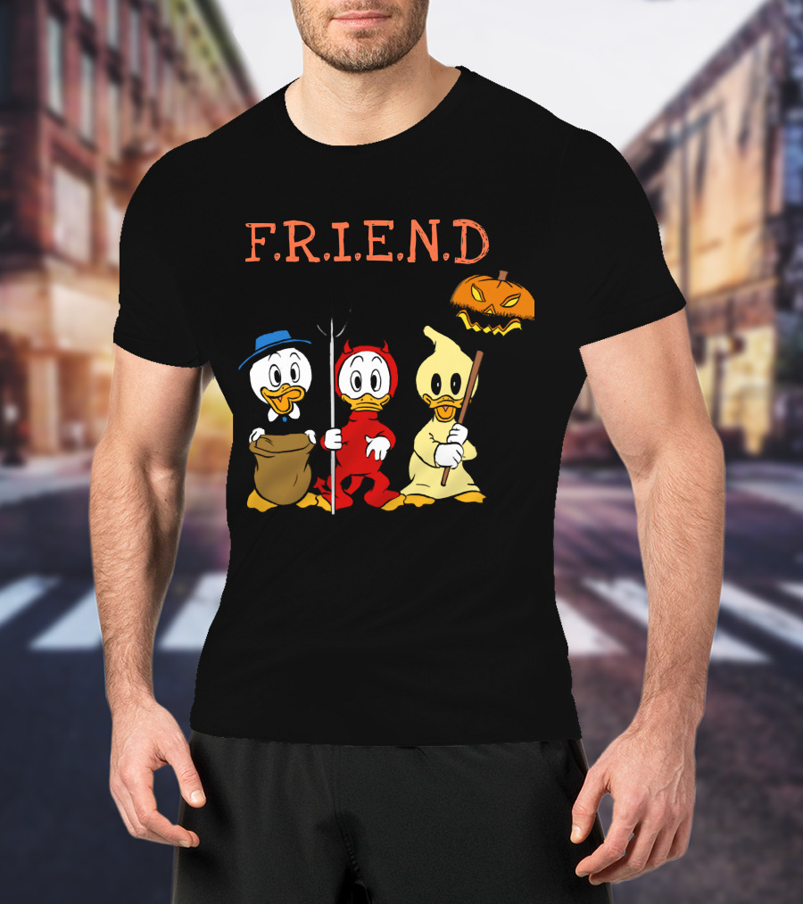 Disney Donald Duck Halloween F.R.I.E.N.D Ghost Devil Pumpkin T-Shirt