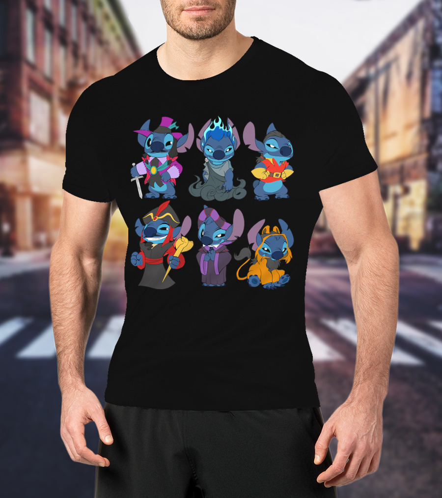 Halloween Time Stitch In Disney Villain Costumes T-Shirt
