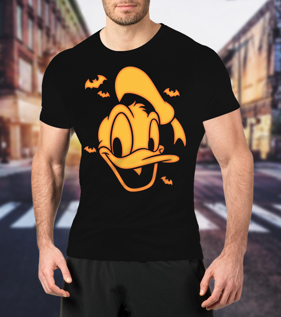 Halloween Donald Duck Carving With Bats T-Shirt