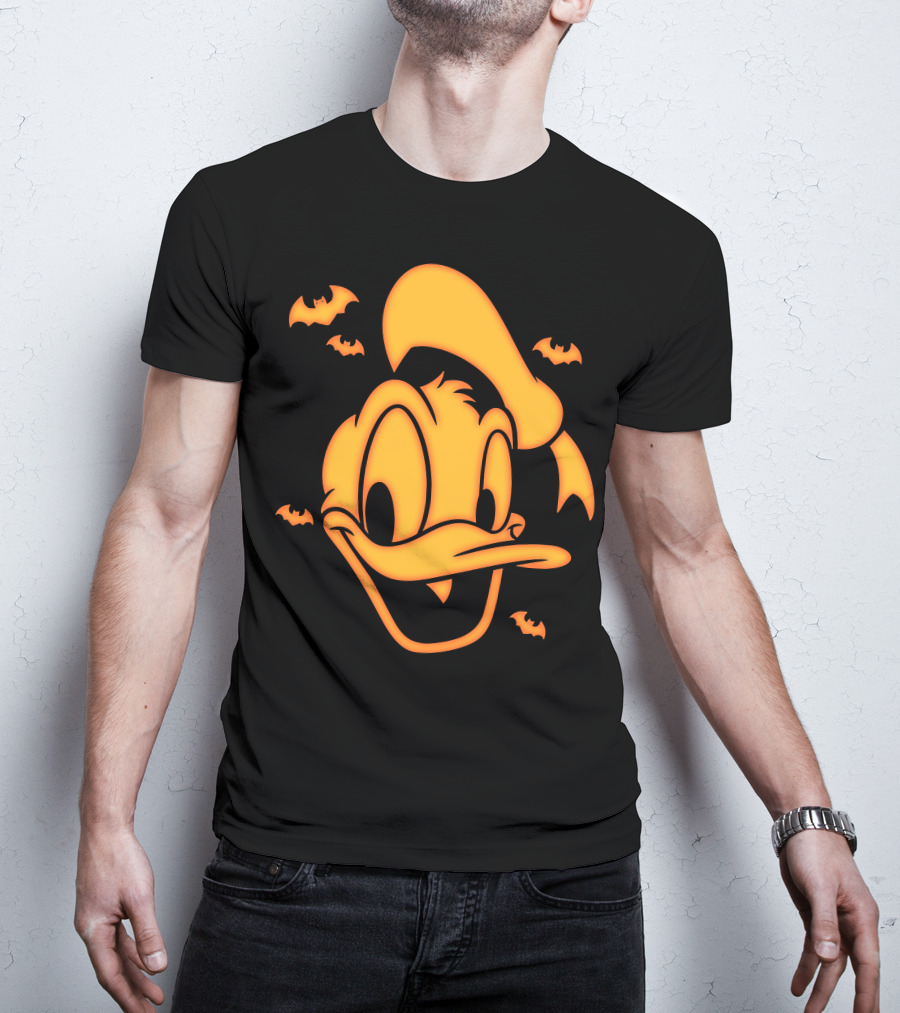 Halloween Donald Duck Carving With Bats T-Shirt